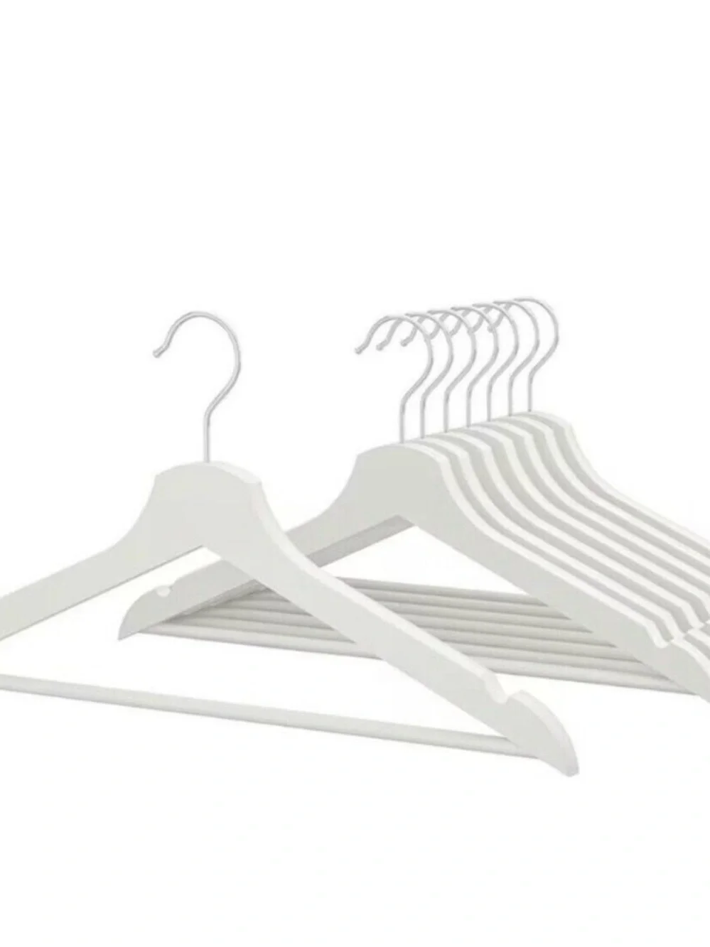 IKEA Bumerang White Wooden Clothes Hangers Set of 8